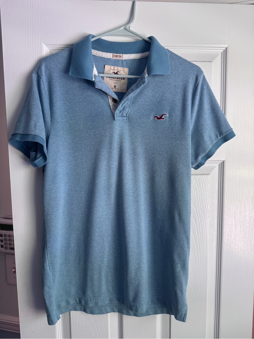 Hollister Men's Polo Shirt Blue Short Sleeve Shirt Gift for Man Trendy Top